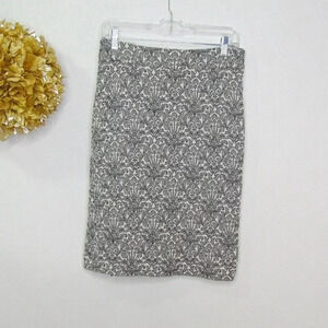 Harold's Women's Cream and Black Jacquard Pencil Skirt sz 12